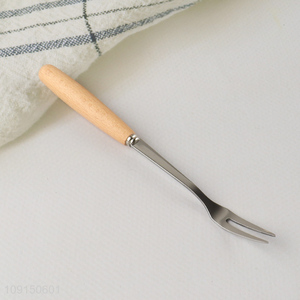 Factory Supply Wooden Handle Stainless Steel Corktail Forks Appetizer Forks