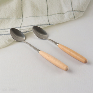 Good Quality Wooden Handle Stainless Steel Dinner Spoons Table Spoons