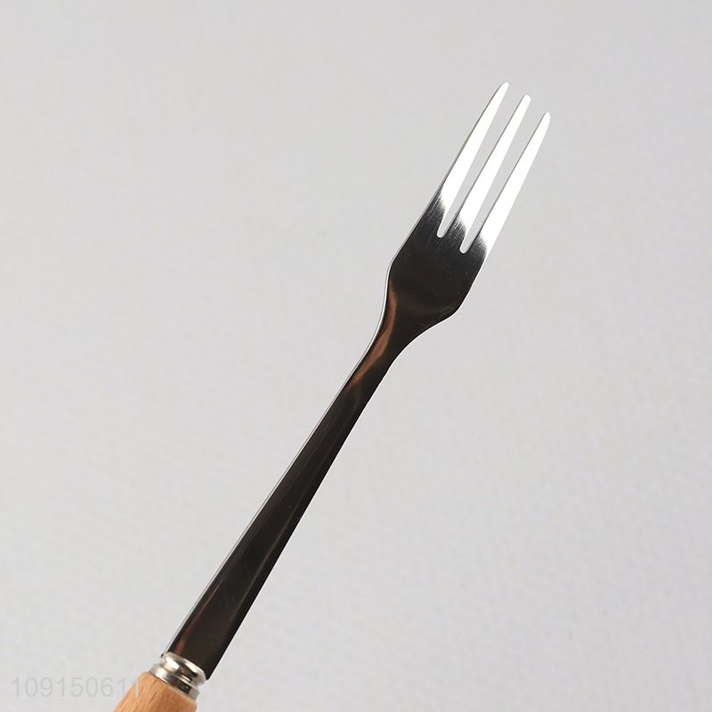 Wholesale Stainless Steel Dinner Forks Salad Forks with Wooden Handle