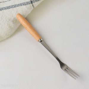 Wholesale Stainless Steel Dinner Forks Salad Forks with Wooden Handle