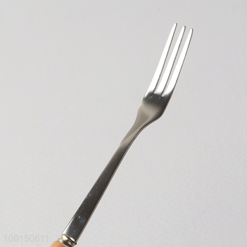 Wholesale Stainless Steel Dinner Forks Salad Forks with Wooden Handle
