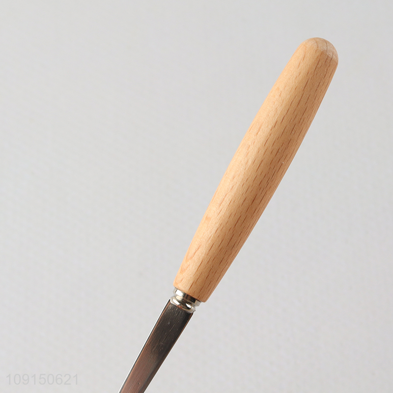 Wholesale Wooden Handle Stainless Steel Dessert Spoons Ice Cream Spoons