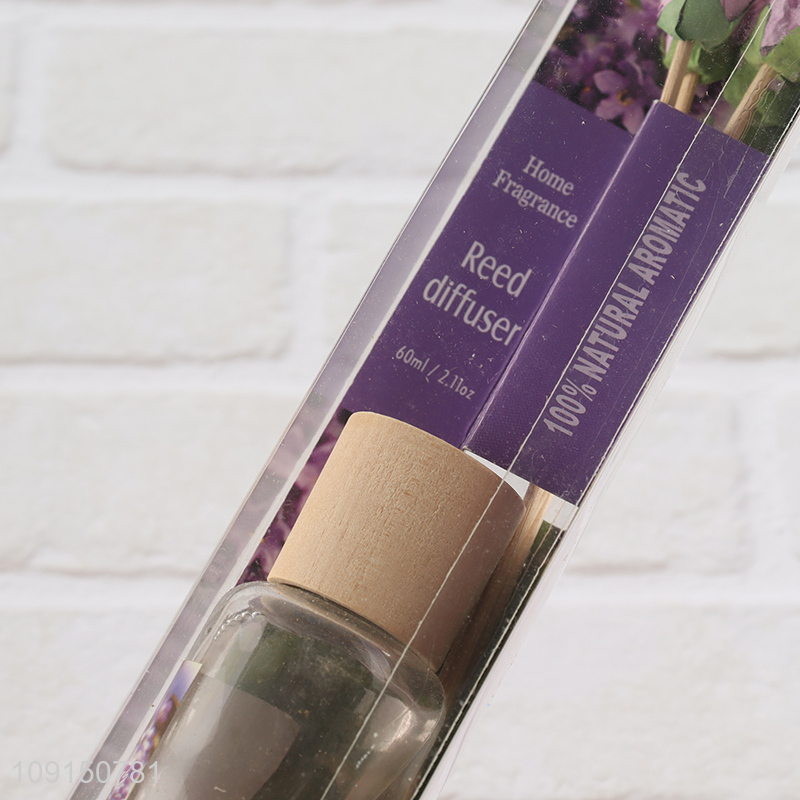 Factory Supply 60ml Long Lasting Reed Diffuser Home Fragrance Set with Sticks