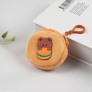 China products cartoon hamburger bear portable coin purse for children