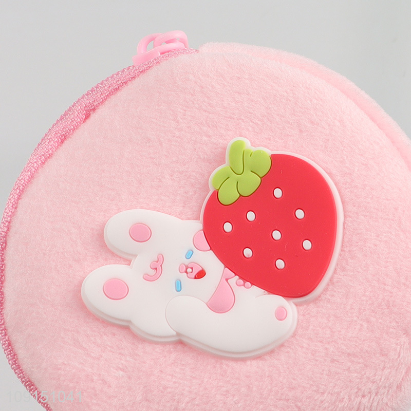 Top products round portable strawberry rabbit coin purse key bag