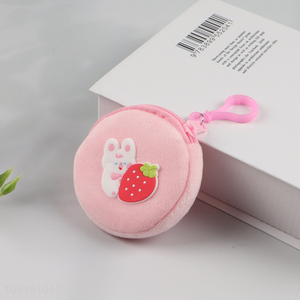 Top products round portable strawberry rabbit coin purse key bag