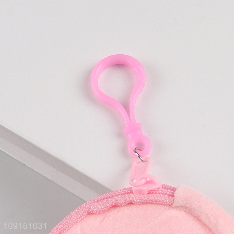 Hot selling pink rabbit girls plush portable coin purse key bag