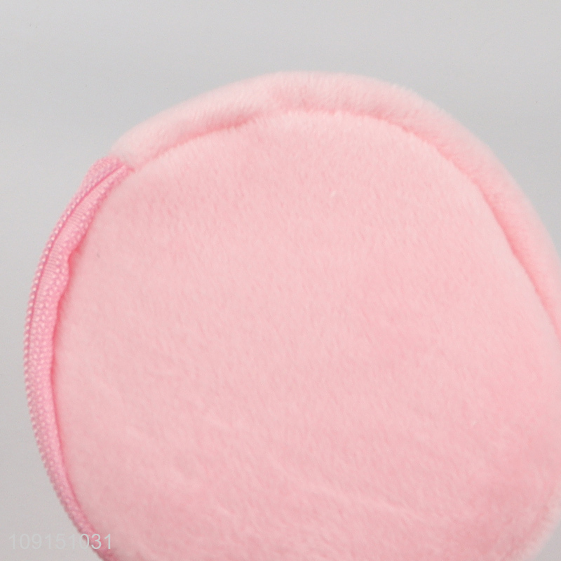 Hot selling pink rabbit girls plush portable coin purse key bag