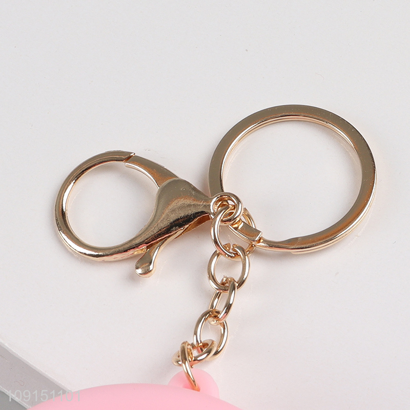 Yiwu market pink rabbit silicone round coin purse key bag for sale