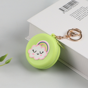 China supplier portable round silicone coin purse key bag for sale