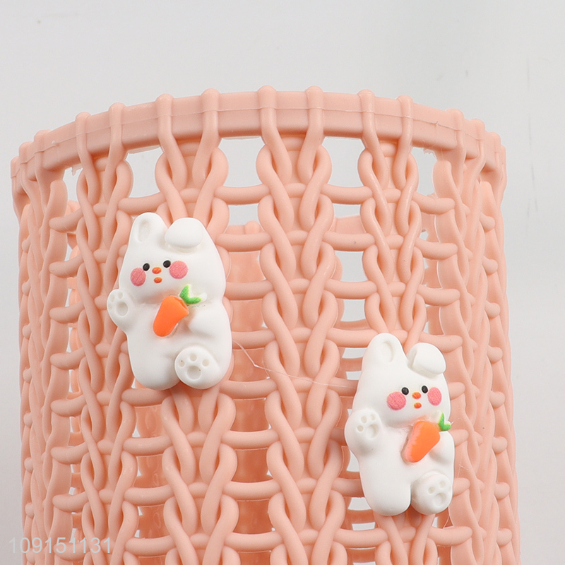 Best selling pink rabbit cute school office desktop organizer pen holder
