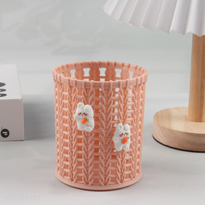 Best selling pink rabbit cute school office desktop organizer pen holder