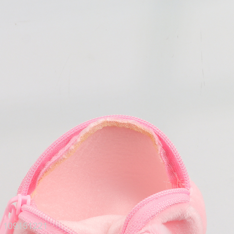 Good price cartoon plush pink rabbit round coin purse key bag for girls