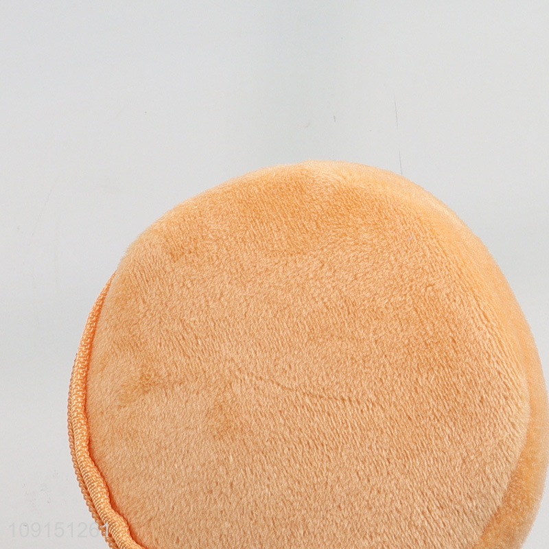 Low price round plush mini portable children coin purse key bag