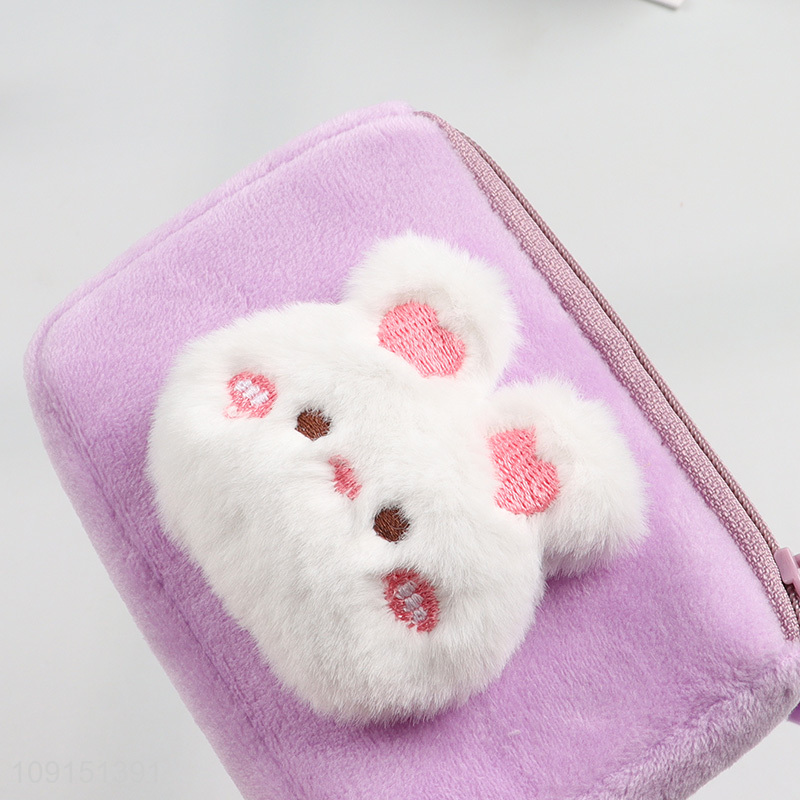 Factory wholesale purple rabbit plush mini coin purse key bag