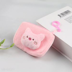 Factory wholesale pink pig plush coin purse key bag for children
