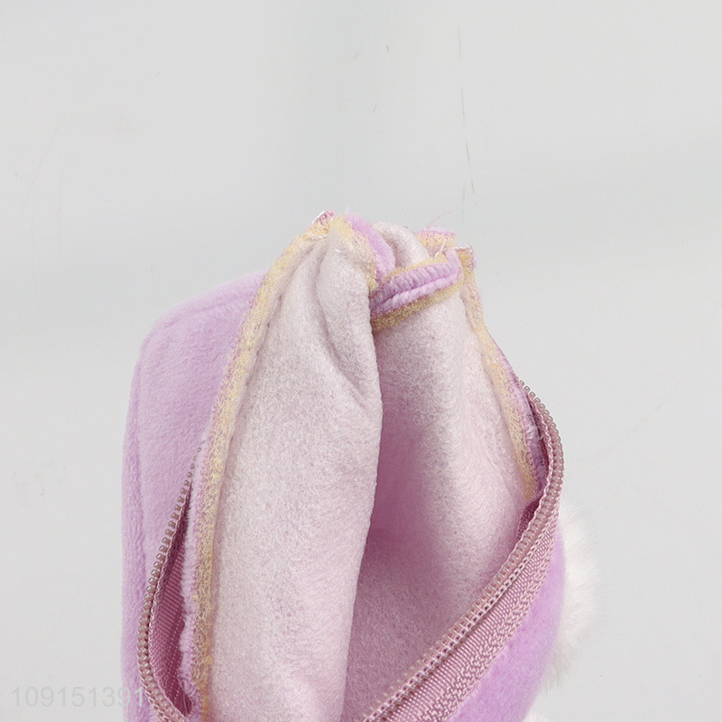 Factory wholesale purple rabbit plush mini coin purse key bag