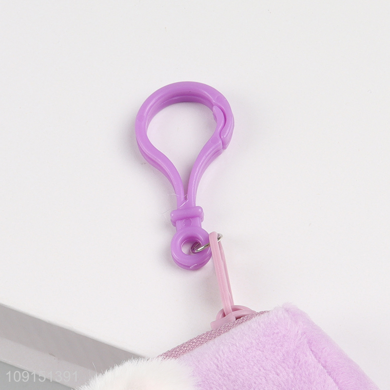 Factory wholesale purple rabbit plush mini coin purse key bag