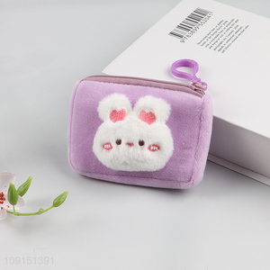 Factory wholesale purple rabbit plush mini coin purse key bag