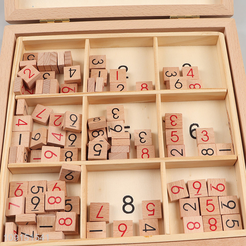 China supplier wooden digital Sudoku puzzle board game for children
