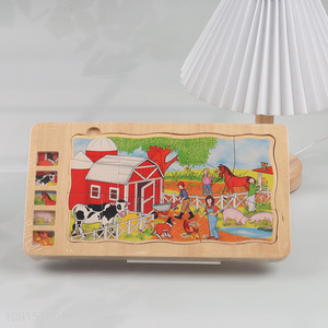 Yiwu market children wooden puzzle toys educational toy set for sale