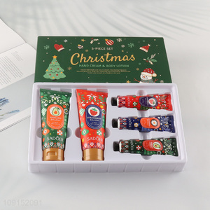 Wholesale Christmas Fragrance Moisturizing Hand Cream + Body Lotion 5-Piece Gift Box 30g+30g+30g+100ml+100ml