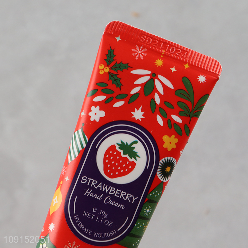 Factory Supply Strawberry Nourishing Hand Cream for Dry Hands 30g