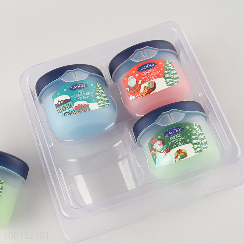 New Product Christmas Repairing Nourishing Lip Balm Set 7g+7g+7g+7g