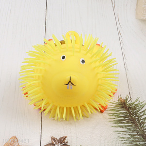 Good selling yellow squeeze squishy light up puffer ball toy