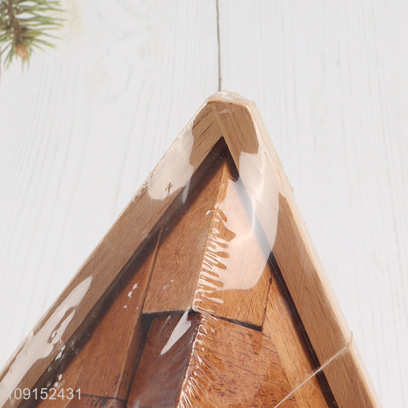 Hot items wood 3D pyramid blocks interlocking triangle shaped puzzle toy