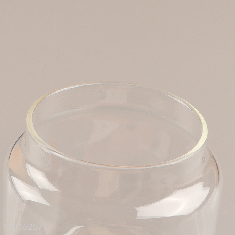 Factory price round sealed glass storage jar with wooden lid