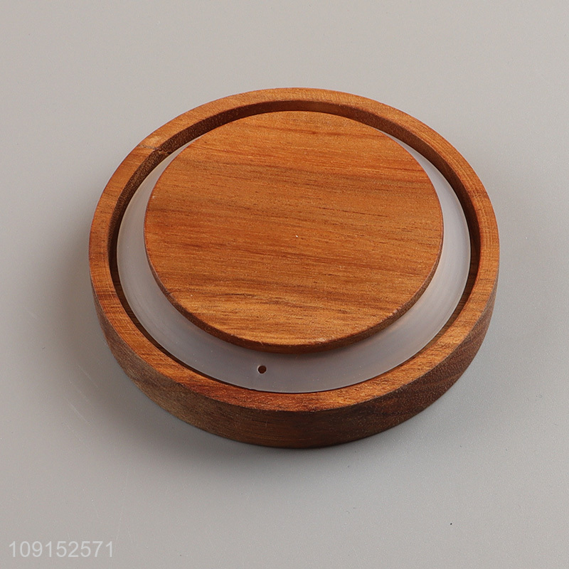 Factory price round sealed glass storage jar with wooden lid