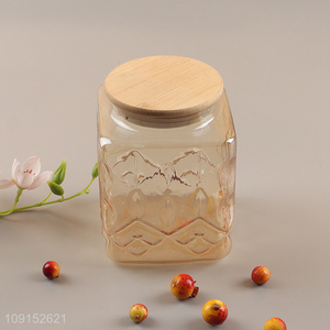 China supplier glass home kitchen sealed storage jar with bamboo lid