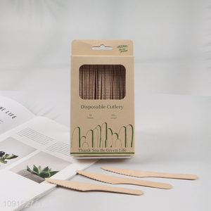 Yiwu market 50pcs disposable wooden dinner knife for tableware
