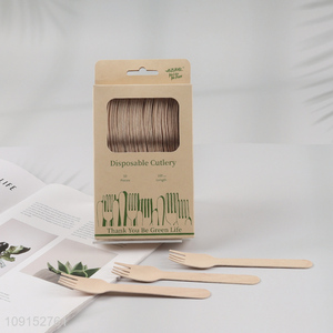 Factory price 50pcs disposable cutlery wooden dinner fork set