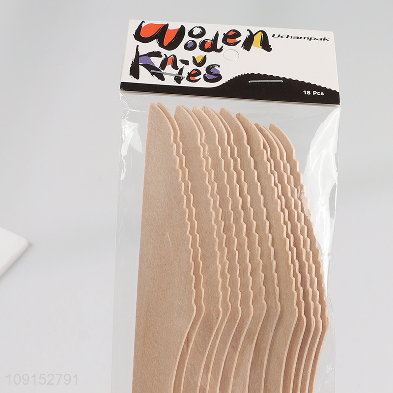 Most popular 18pcs eco-friendly disposable wooden dinner knife