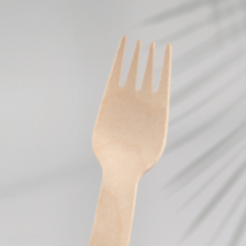 Best selling 50pcs eco-friendly wooden disposable cutlery set knife spoon fork set