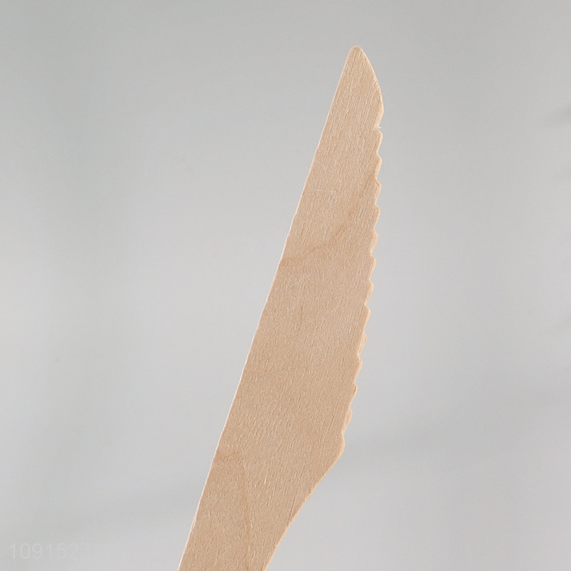 Best selling 50pcs eco-friendly wooden disposable cutlery set knife spoon fork set