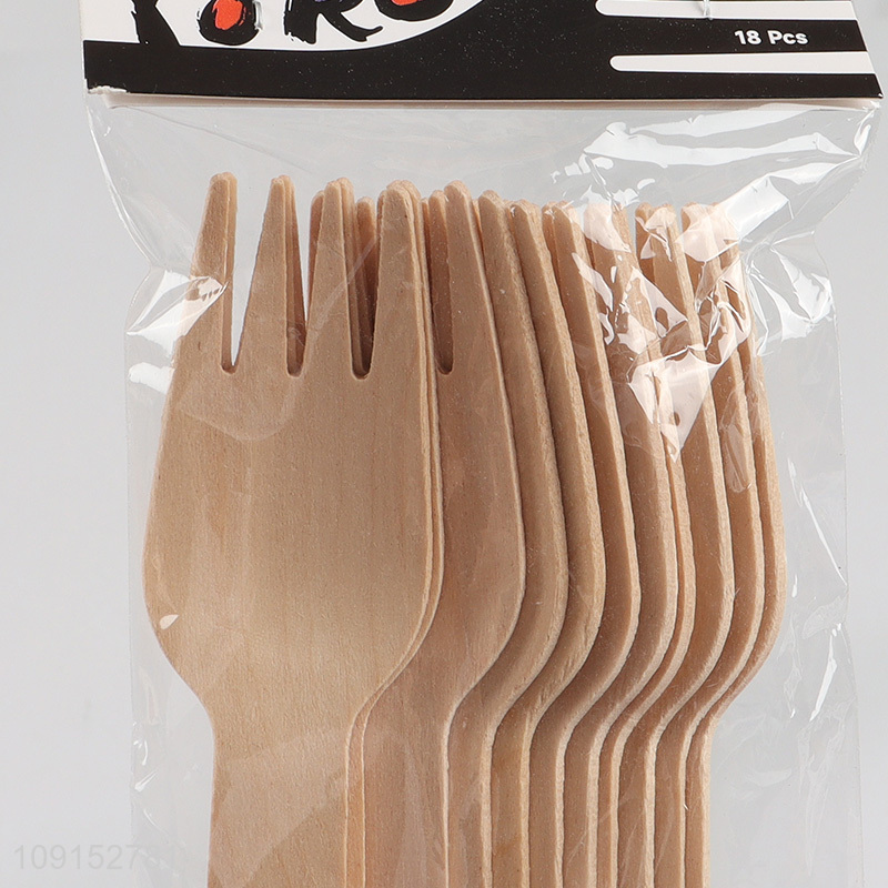 New arrival 18pcs disposable cutlery wooden dinner fork set