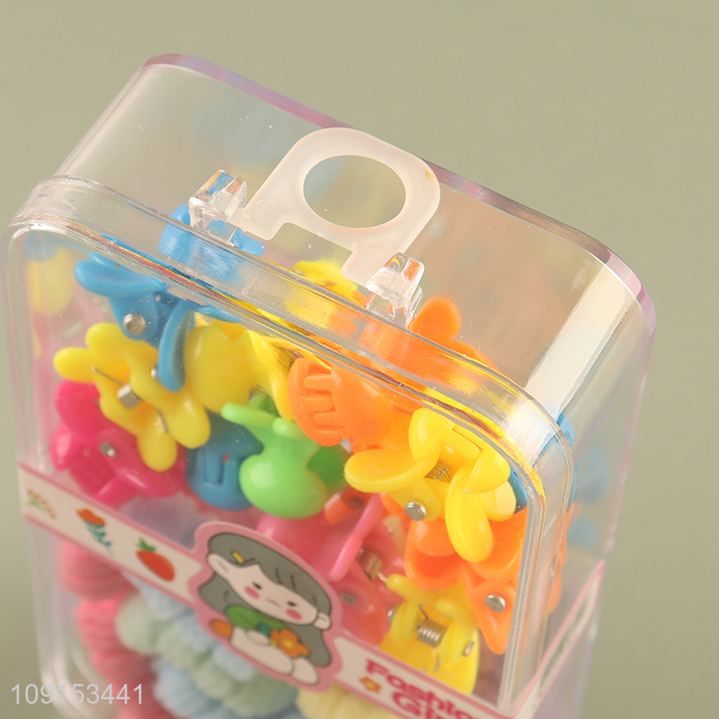 Online Wholesale Colorful Hair Ties and Hair Claw Clips Set for Kids