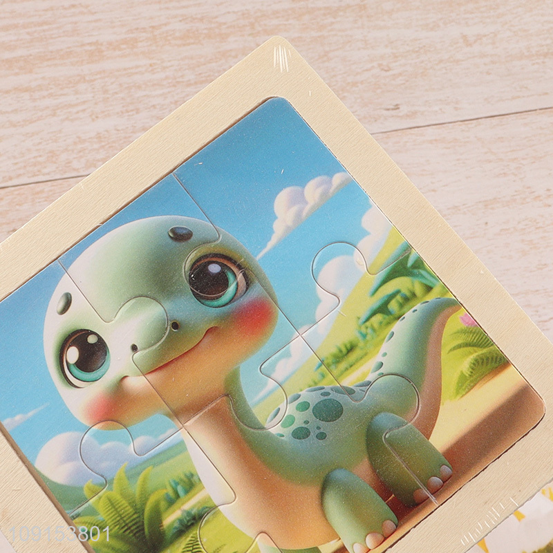 China factory dinosaur pattern wooden puzzle toys for children