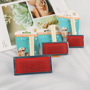 Wholesale Dog Slicker Brush Pet Grooming Brush with Wooden Handle