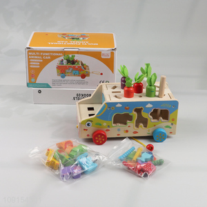 China factory wooden farm truck toy animal matching toy for kids