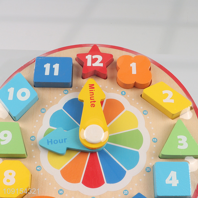 China products wooden children early education toy digital shape clock toy
