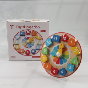 China products wooden children early education toy digital shape clock toy