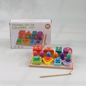 Top selling children's wooden magnetic fishing game wholesale