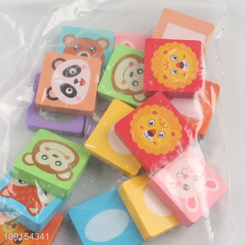 Most popular wooden animal series building blocks set for children