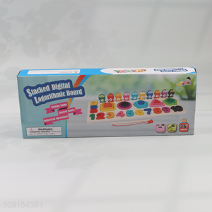 Best selling kids wooden stacked digital logarithmic board toys