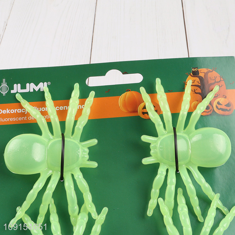 Top products 4pcs Halloween party supplies fluorescent spider for decoration