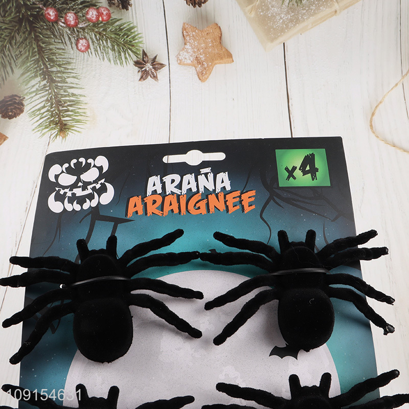 Hot selling 4pcs Halloween party decoration fake spider wholesale